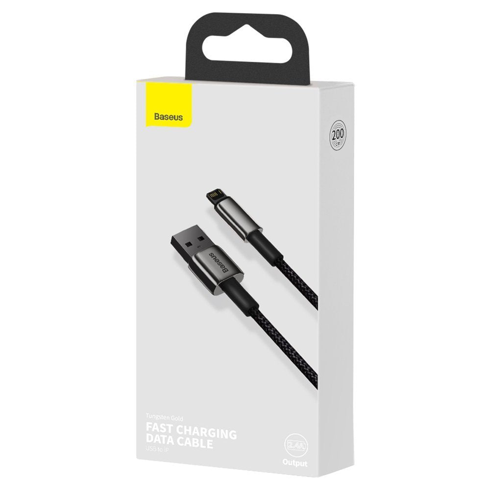 Baseus Tungsten Tungsten Gold USB to Lightning Data and Charging Cable, 2m, 2.4A, Black CALWJ-A01