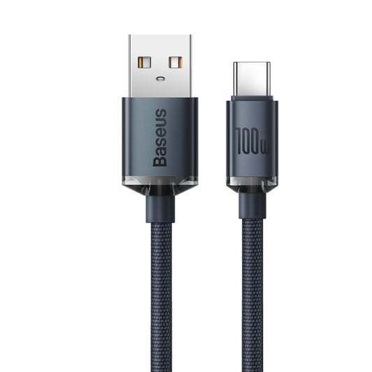 USB-A to USB-C Baseus Crystal Shine Series Data and Charging Cable, 100W, 2m, Black CAJY000501 CAJY000501