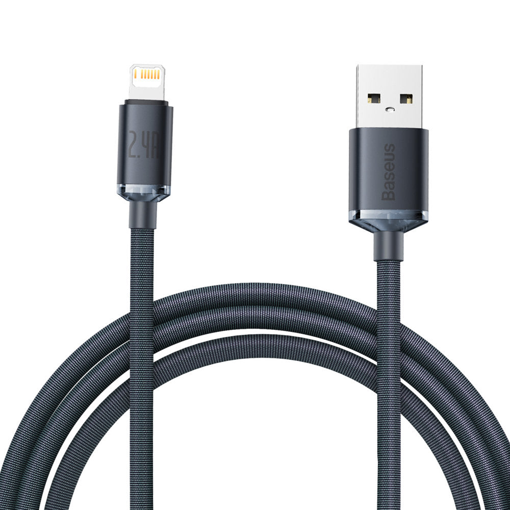 Baseus Crystal Shine Series USB-A - Lightning Charging and Data Cable, 18W, 2m, Black CAJYY00010101