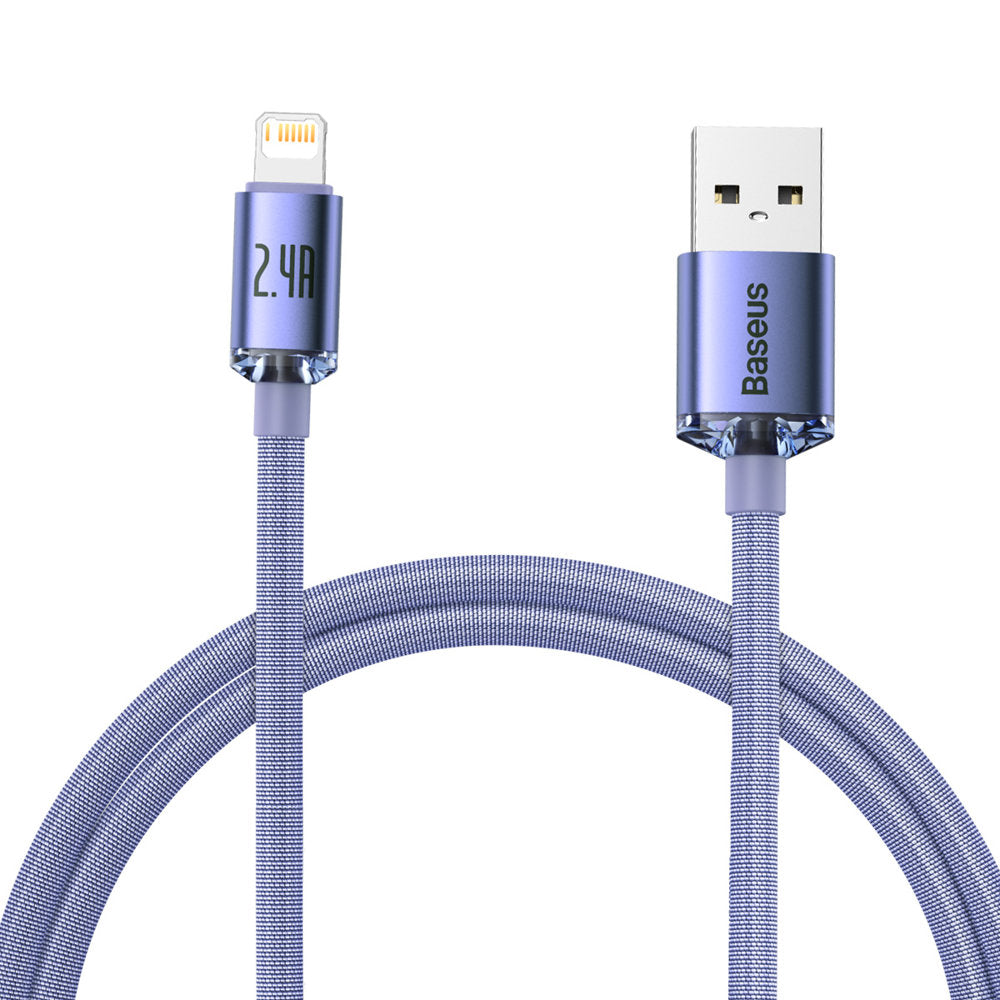 Baseus Crystal Shine Series USB-A - Lightning Charging and Data Cable, 18W, 1.2m, Purple CAJYY000005