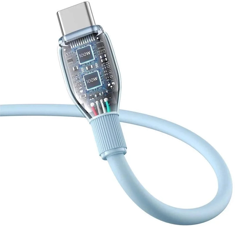 Câble de Données et de Charge USB-A - USB-C Baseus Pudding, 100W, 1.2m, Bleu P10355703311-00