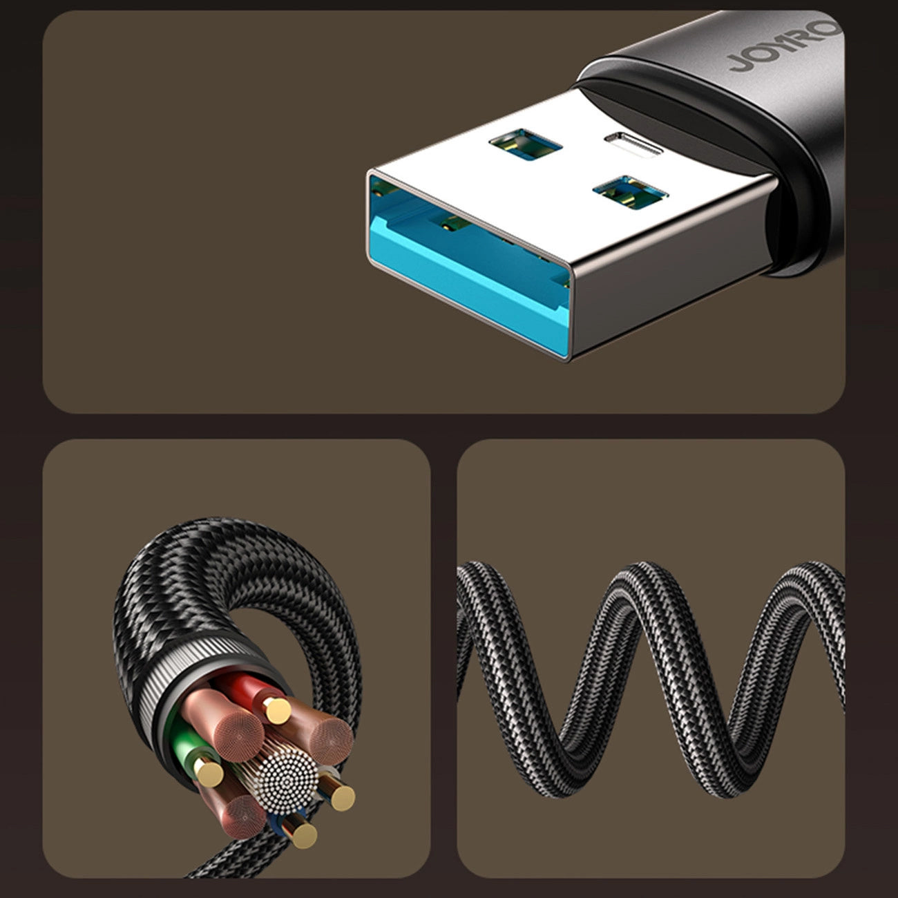 Câble de Données et de Charge USB-A - USB-C Joyroom S-A56 EnjoyX Angled, 20W, 1.2m, Noir