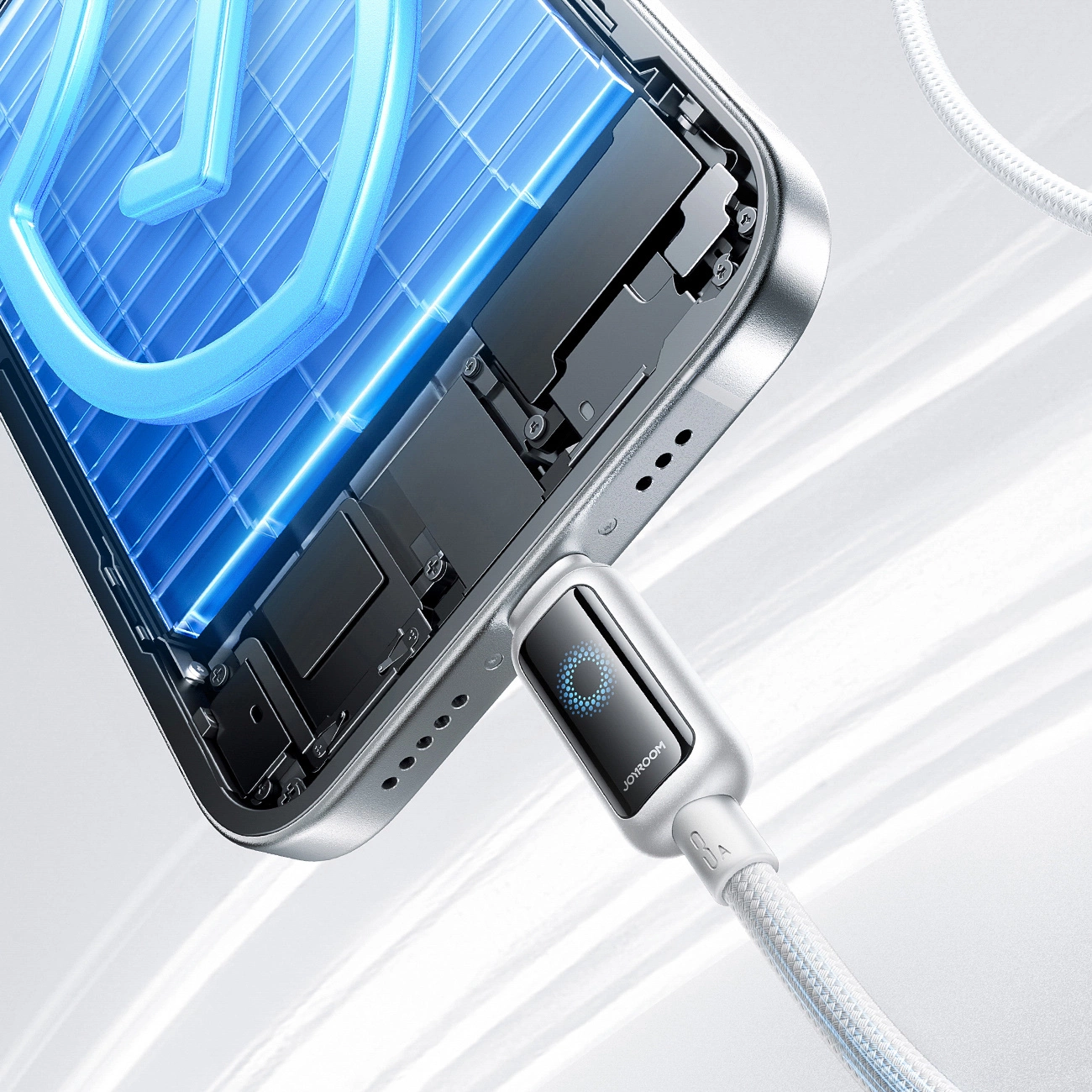 Câble de données et de charge USB-A - Lightning Joyroom S-A55 StarFlight Display, 18W, 1.2m, Blanc