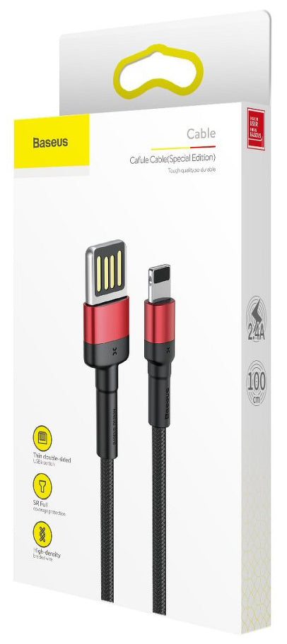 Câble de Données et de Charge USB-A - Lightning Baseus Cafule Édition Spéciale, 18W, 1m, Rouge CALKLF-G91