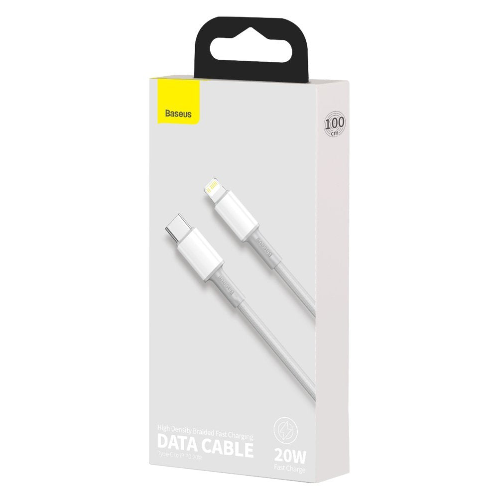 Câble de données et de charge USB-C - Lightning Baseus tressé haute densité, 20W, 1m, blanc CATLGD-02
