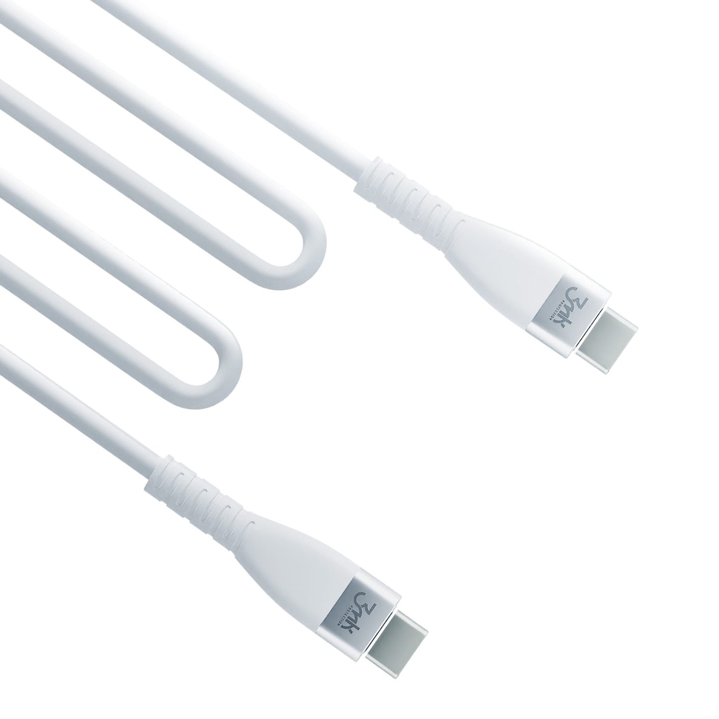 Câble de données et de charge USB-C - USB-C 3MK Hyper Silicone, 60W, 1m, Blanc