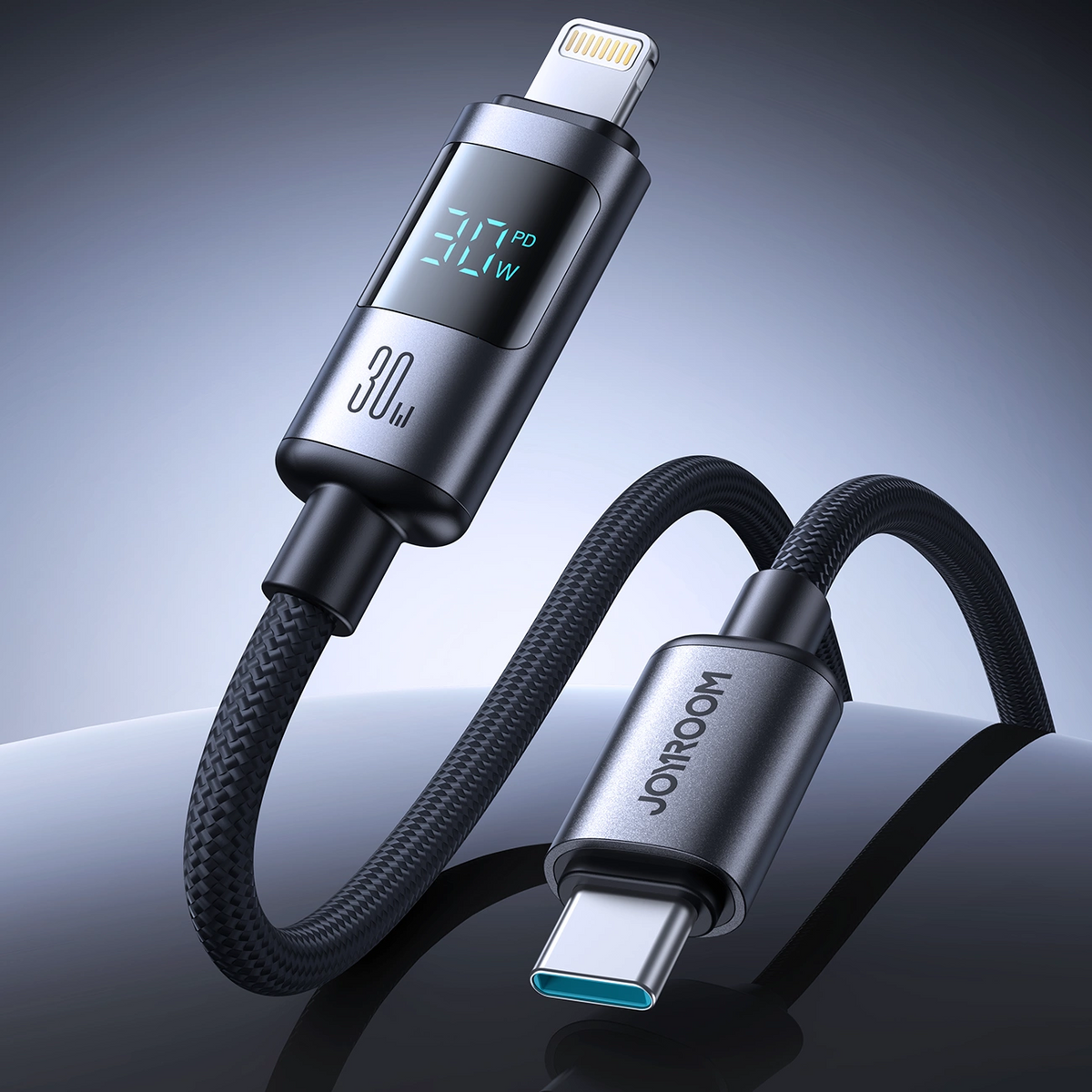 Câble de Données et de Charge USB-C - Lightning Joyroom S-A16 Pro Prism Display, 30W, 1.2m, Noir