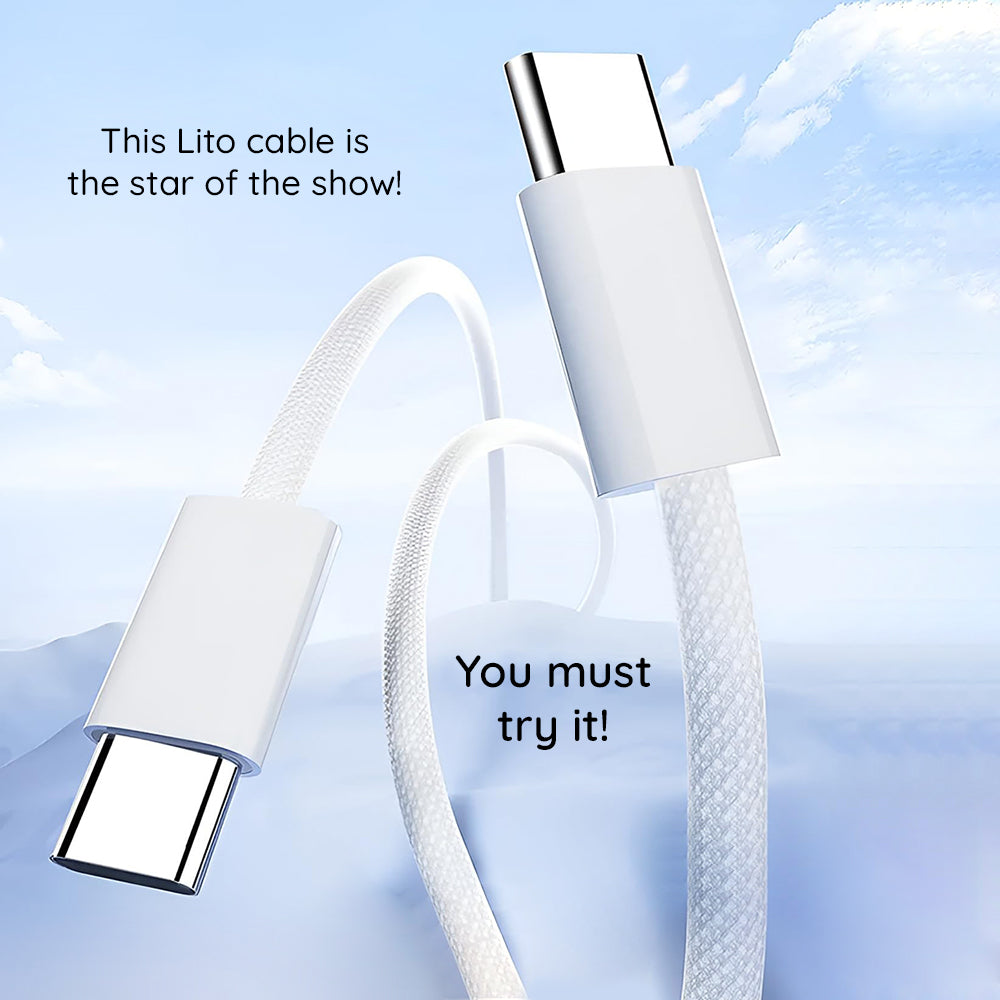 Daten- und Ladekabel USB-C - USB-C Lito LD04CC, 60W, 2m, Weiß