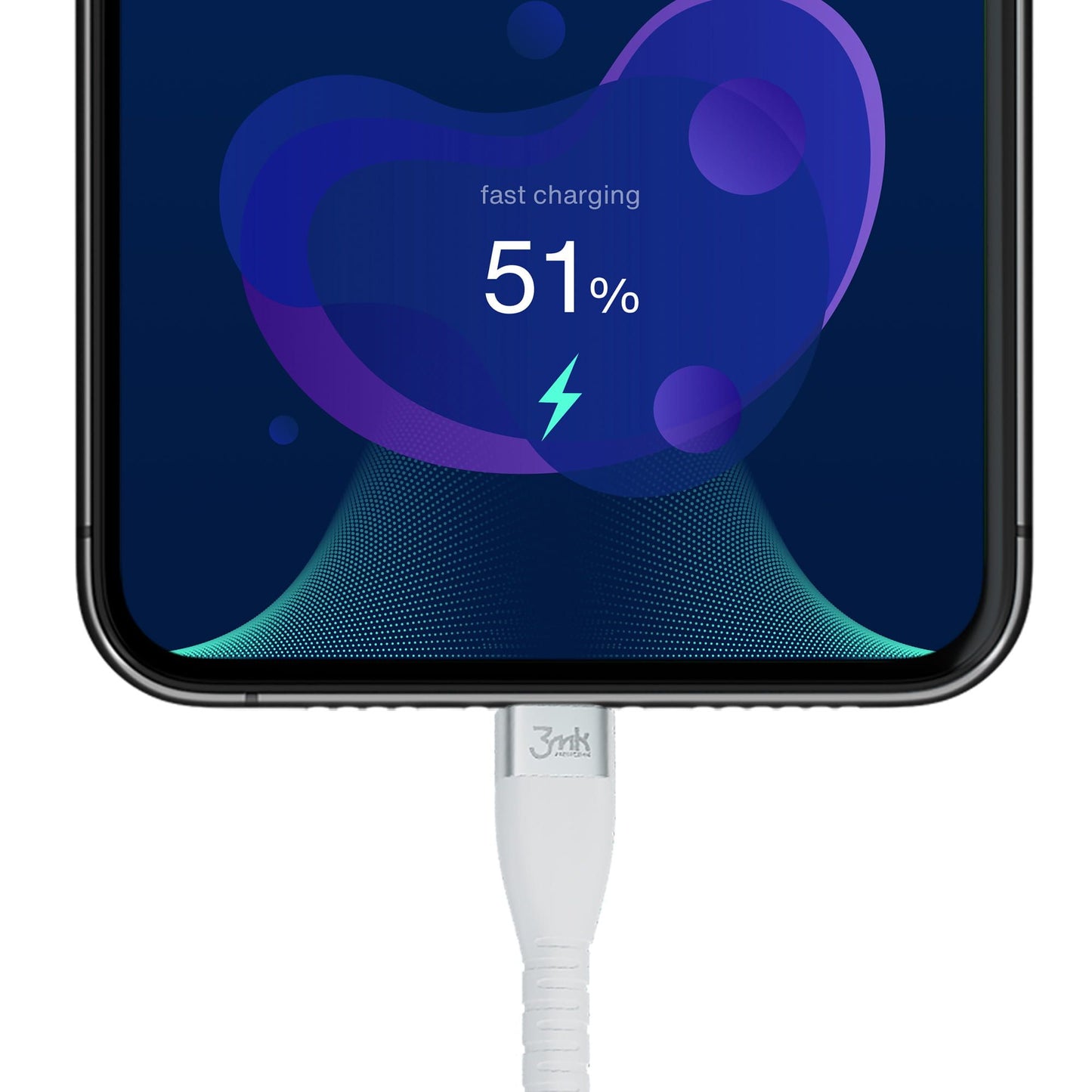 Câble de données et de charge USB-C - USB-C 3MK Hyper Silicone, 60W, 1m, Blanc