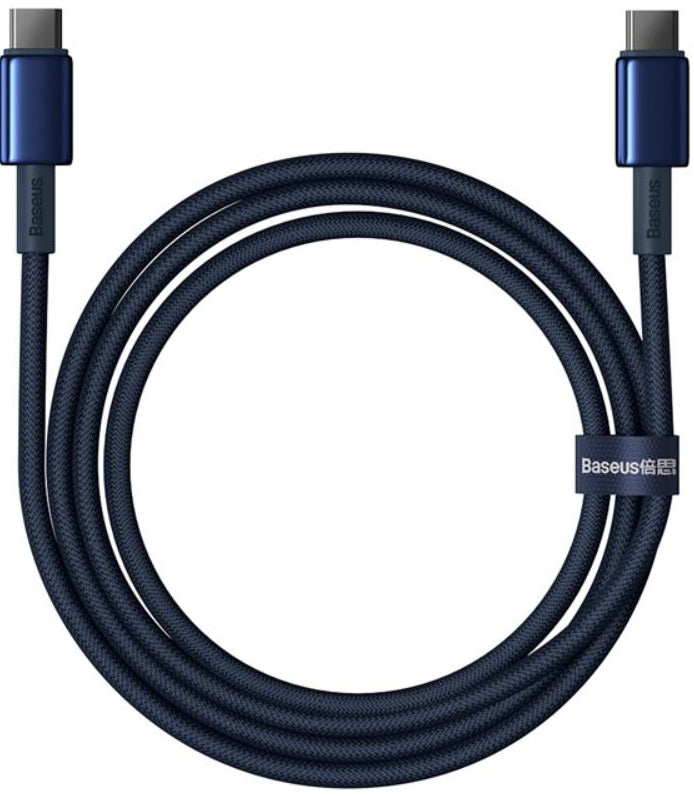 Câble de Données et de Charge USB-C - USB-C Baseus Tungsten Gold, 100W, 1m, Bleu Marine P10319800321-03