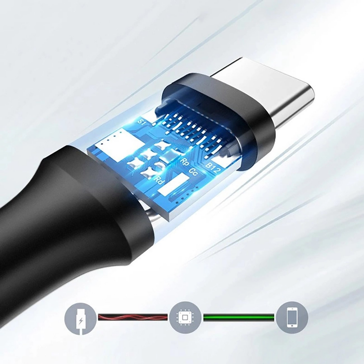 Câble de Données et de Charge USB-A - USB-C UGREEN US184, 18W, 0.5m, Noir