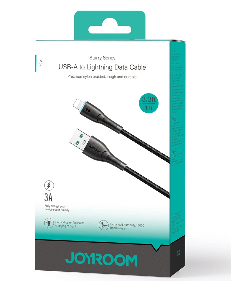 Câble de données et de charge USB-A - Lightning Joyroom SA32-AL3, 18 W, 1 m, noir