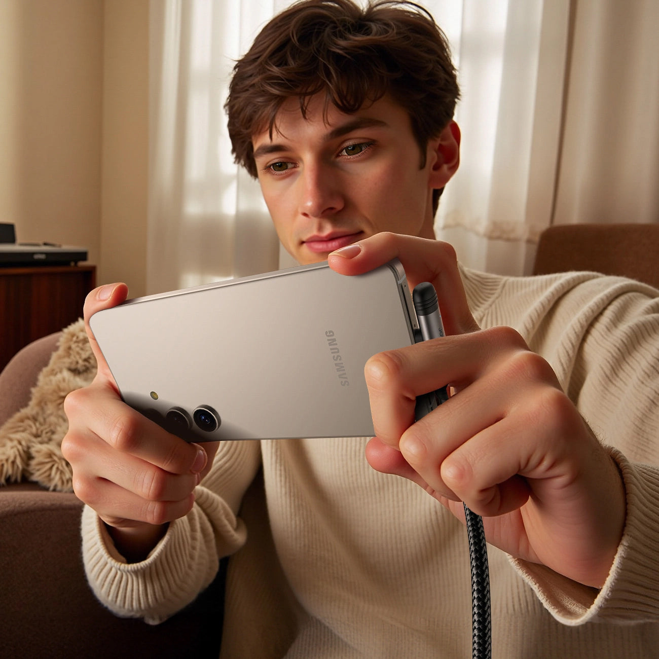 Câble de Données et de Charge USB-C - USB-C Joyroom S-A56 EnjoyX Angled, 60W, 1.2m, Noir