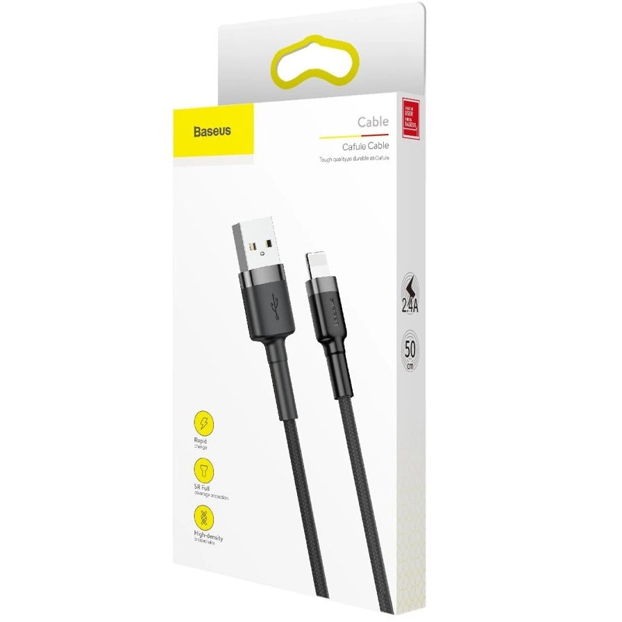 Câble de données et de chargement USB-A - Lightning Baseus Cafule, 18W, 0.5m, Grey CALKLF-AG1