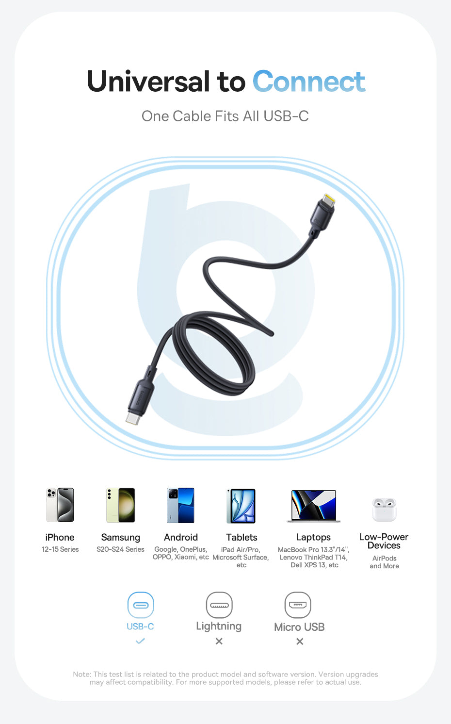 Câble de Données et de Charge USB-C - USB-C Baseus PicoGo, 240W, 1m, Blanc P10376800211-00