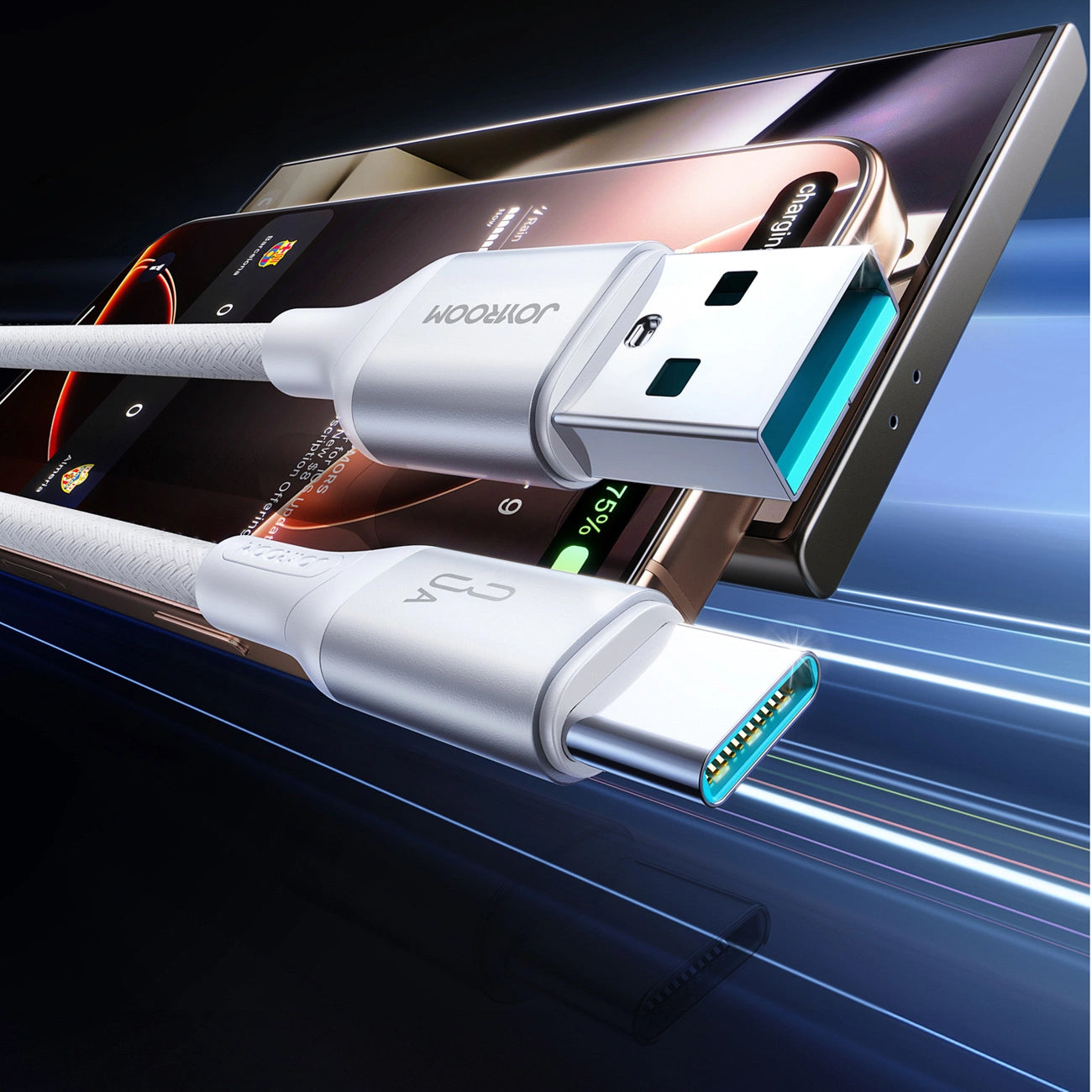 Câble de Données et de Charge USB-A - USB-C Joyroom S-A28 Flash, 30W, 2m, Blanc