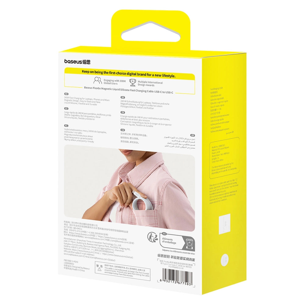 Câble de Données et de Charge USB-C - USB-C Baseus PicoGo, 240W, 1m, Blanc P10376800211-00