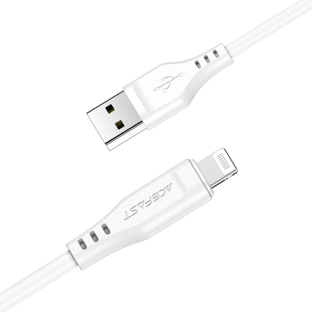 USB-A to Lightning Data and Charging Cable Acefast C3-02, 18W, 1.2m, White