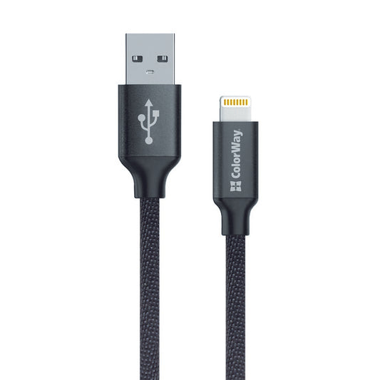 Câble de Données et de Charge USB-A - Lightning ColorWay CW-CBUL004, 18W, 1m, Noir