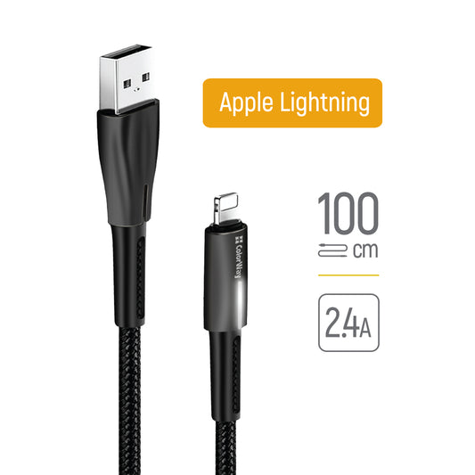 Câble de Données et de Charge USB-A - Lightning ColorWay CW-CBUL035, 18W, 1m, Noir