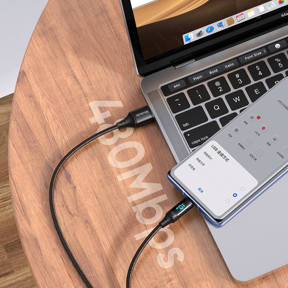 Câble de Données et de Charge USB-A - microUSB McDodo CA-1070 Display, 18W, 1.2m, Noir
