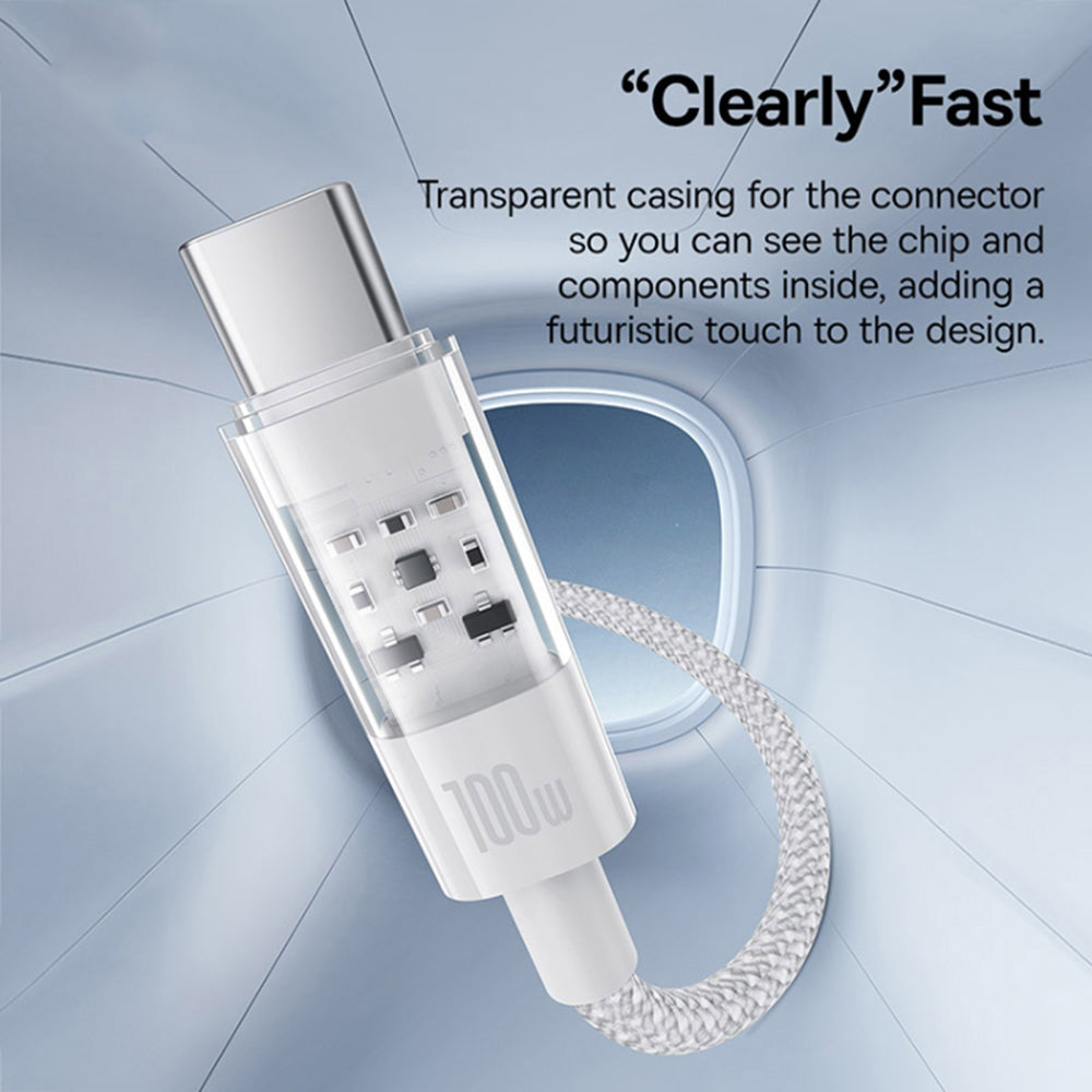 Câble de Données et de Charge USB-A - USB-C Baseus Gem, 100W, 2m, Blanc P10373002211-01