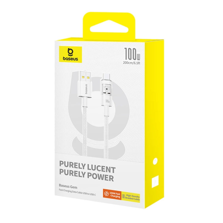 Câble de Données et de Charge USB-A - USB-C Baseus Gem, 100W, 2m, Blanc P10373002211-01