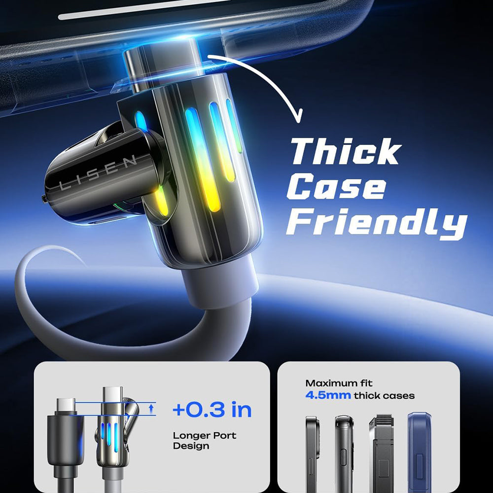 Daten- und Ladekabel USB-A / USB-C - Lightning / USB-C Lisen 4in1, 240W, 2m, Grau YL0124110002