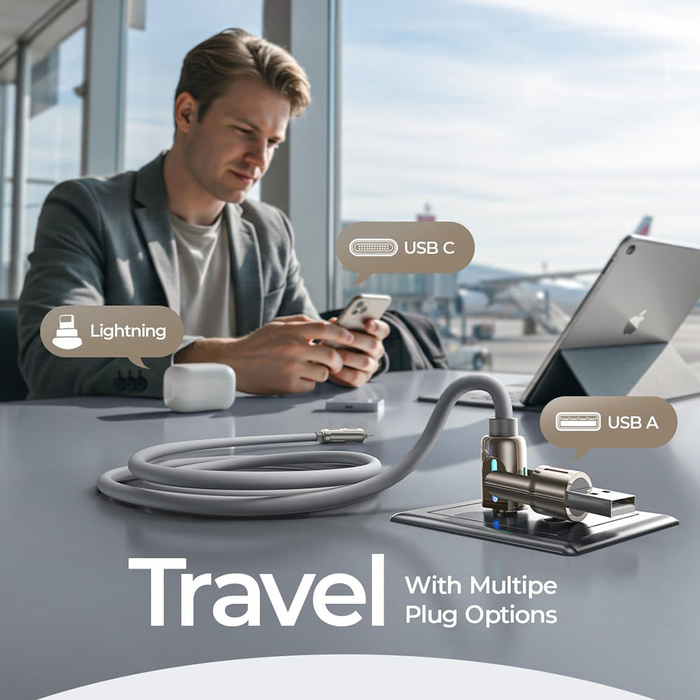 Daten- und Ladekabel USB-A / USB-C - Lightning / USB-C Lisen 4in1, 240W, 2m, Grau YL0124110002