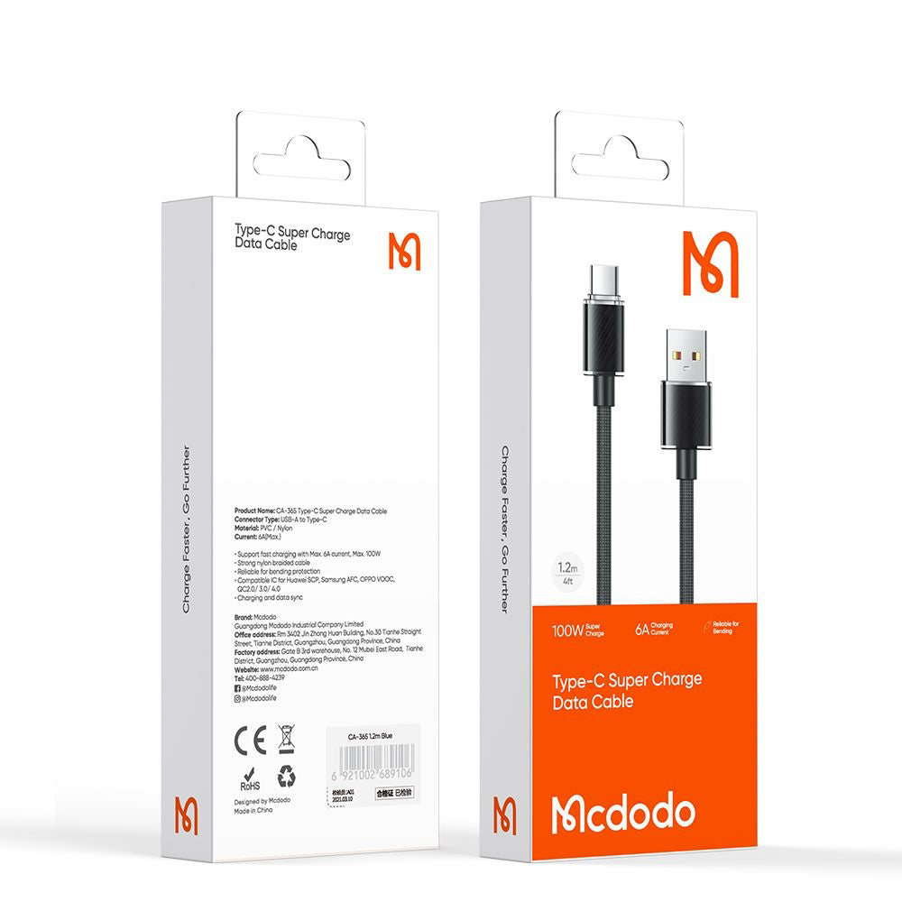 Daten- und Ladekabel USB-A - USB-C McDodo CA-3650, 100W, 1.2m, Schwarz