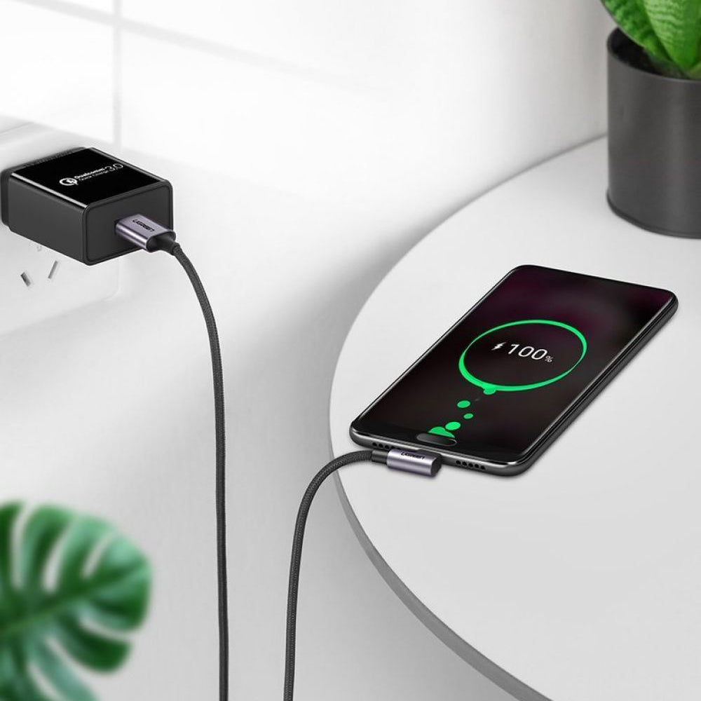 Câble de Données et de Charge USB-A - USB-C UGREEN US284 Angled, 18W, 0.5m, Gris