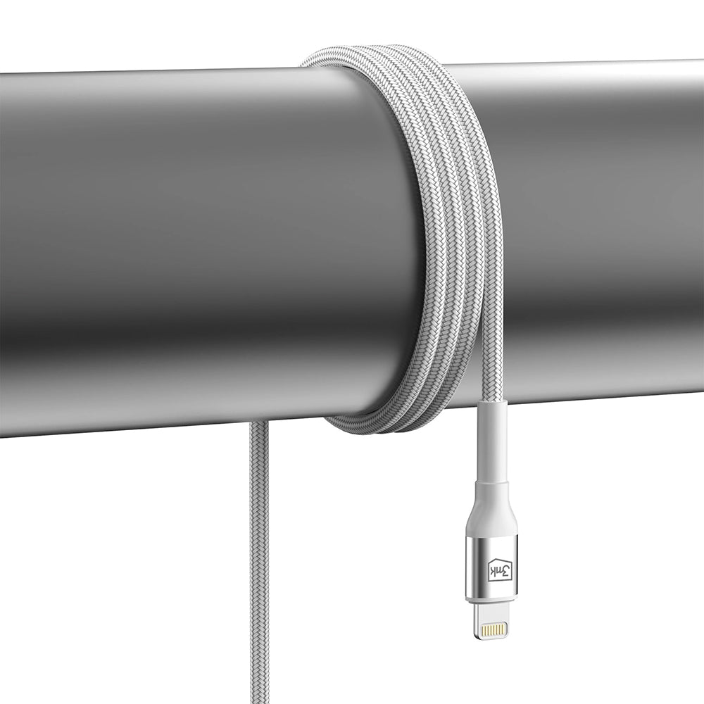 Câble de Données et de Charge USB-C - Lightning 3MK Hyper N, 20W, 1m, Blanc
