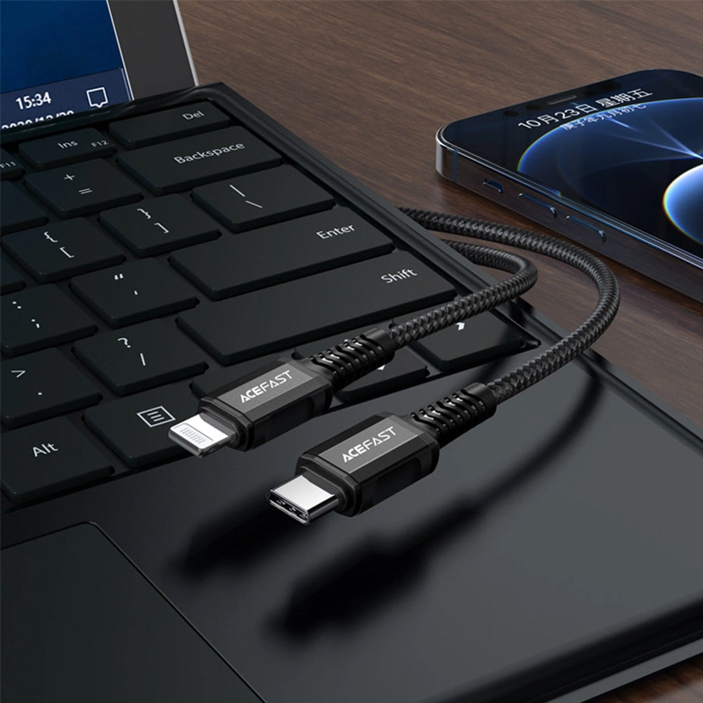 Daten- und Ladekabel USB-C - Lightning Acefast C1-01, 30W, 1,2m, Schwarz