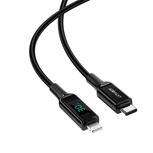 Câble de données et de charge USB-C - Lightning Acefast C6-01 Display, 20W, 1.2m, Noir
