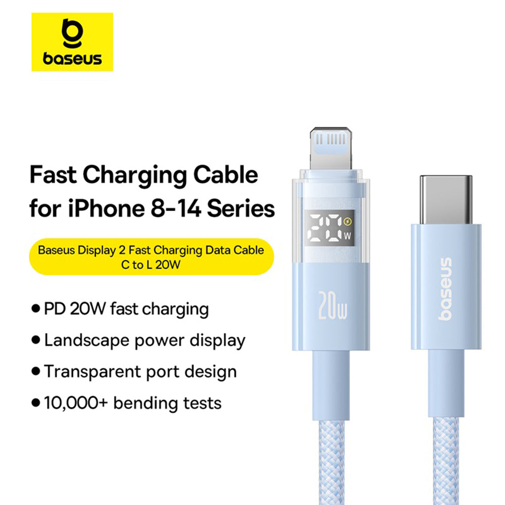 Câble de Données et de Charge USB-C - Lightning Baseus Display 2, 20W, 2m, Bleu P10382703311-01