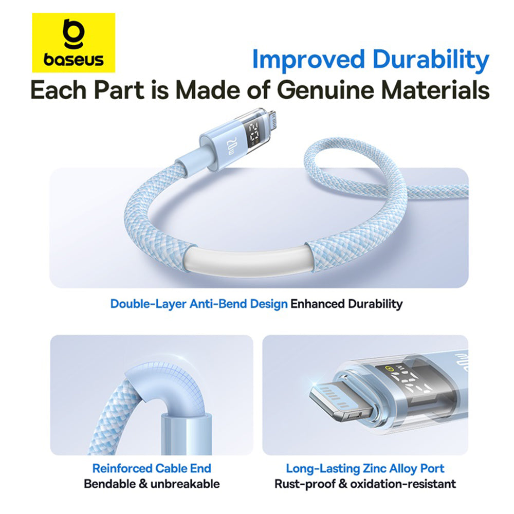 Câble de Données et de Charge USB-C - Lightning Baseus Display 2, 20W, 2m, Bleu P10382703311-01