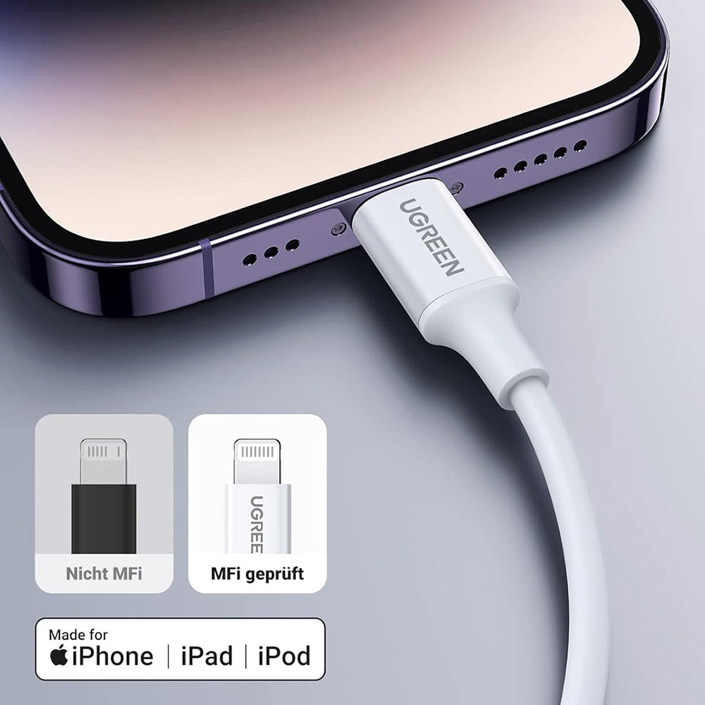 USB-C - Lightning Lade- und Datenkabel UGREEN US171 (10493), 20W, 1m, Weiß