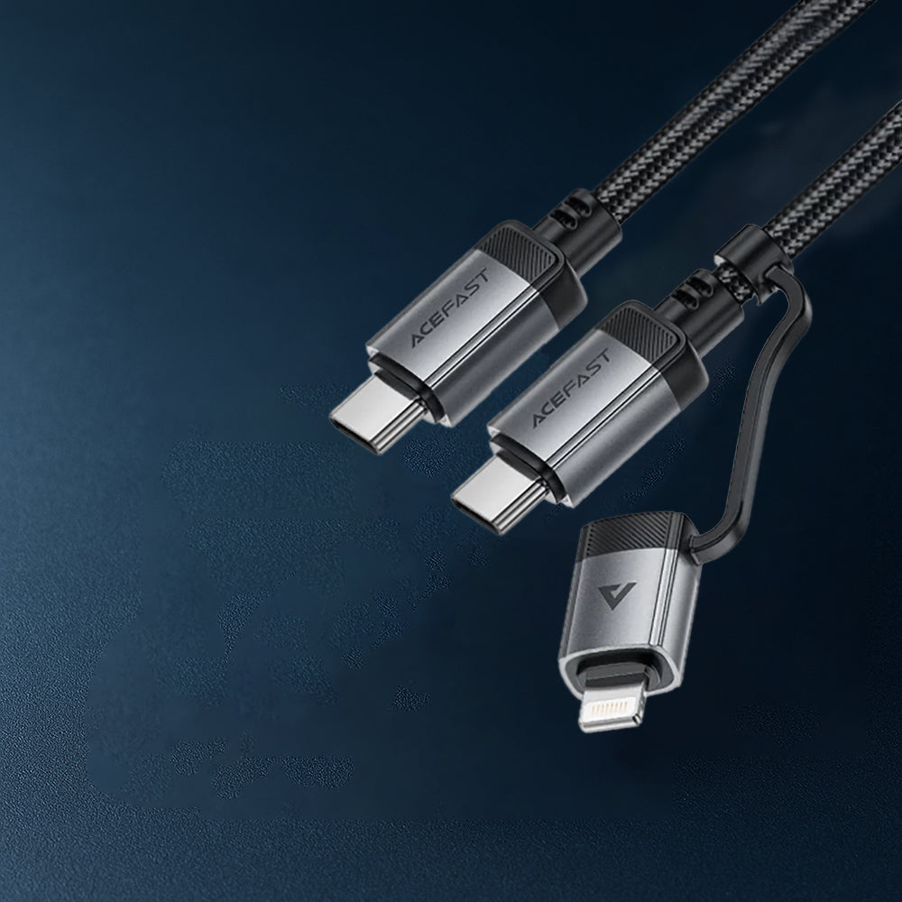 Câble de Données et de Charge USB-C - Lightning / USB-C Acefast C20-01, 60W, 1.2m, Noir
