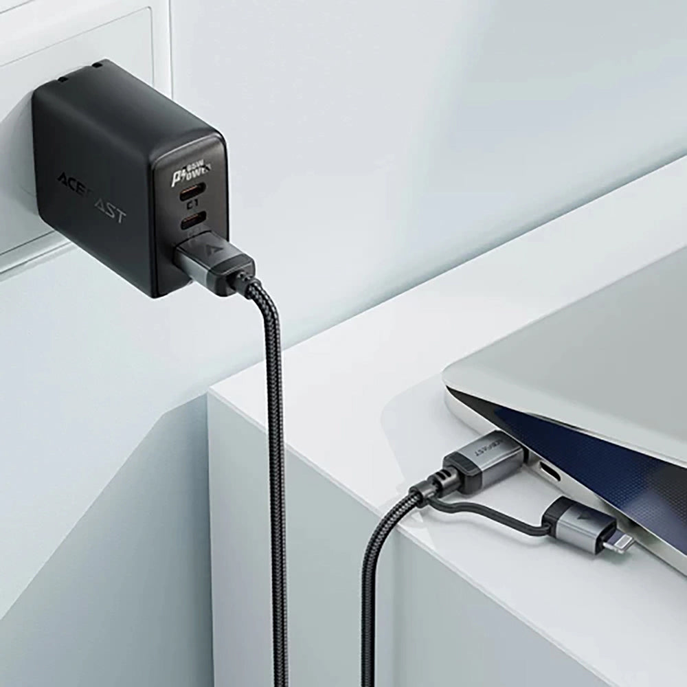 Câble de Données et de Charge USB-C - Lightning / USB-C Acefast C20-01, 60W, 1.2m, Noir