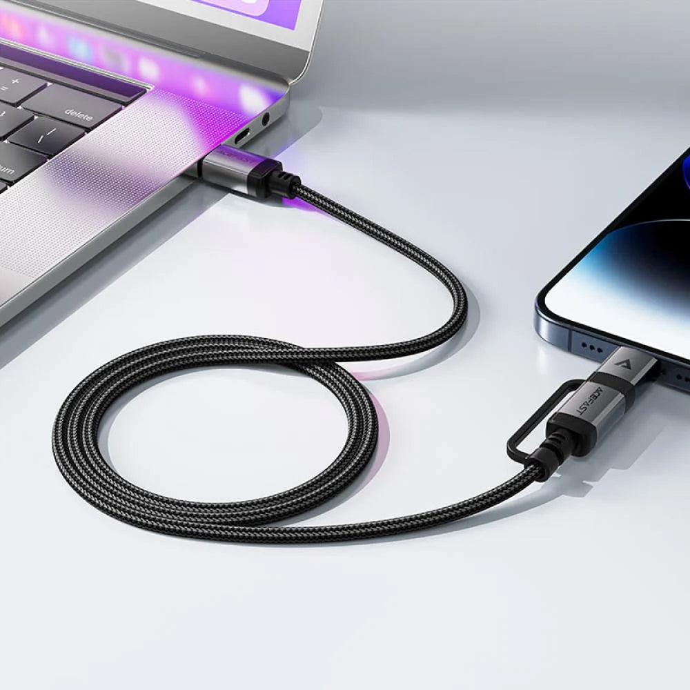 Câble de Données et de Charge USB-C - Lightning / USB-C Acefast C20-01, 60W, 1.2m, Noir