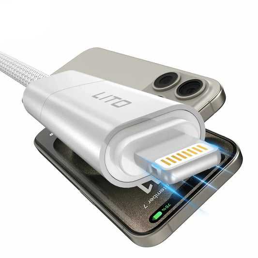 Câble de Données et de Charge USB-C / USB-A - USB-C / Lightning Lito LD21, 100W, 1m, Blanc