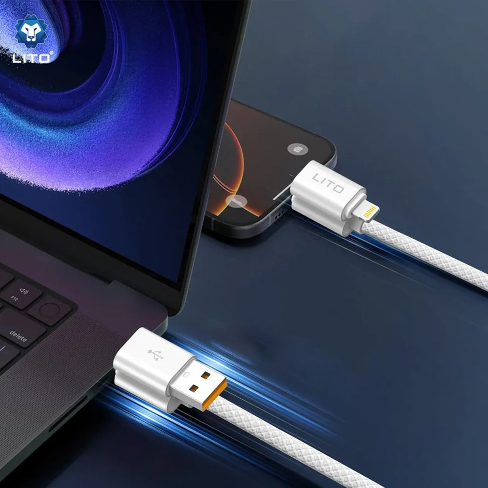 Câble de Données et de Charge USB-C / USB-A - USB-C / Lightning Lito LD21, 100W, 1m, Blanc