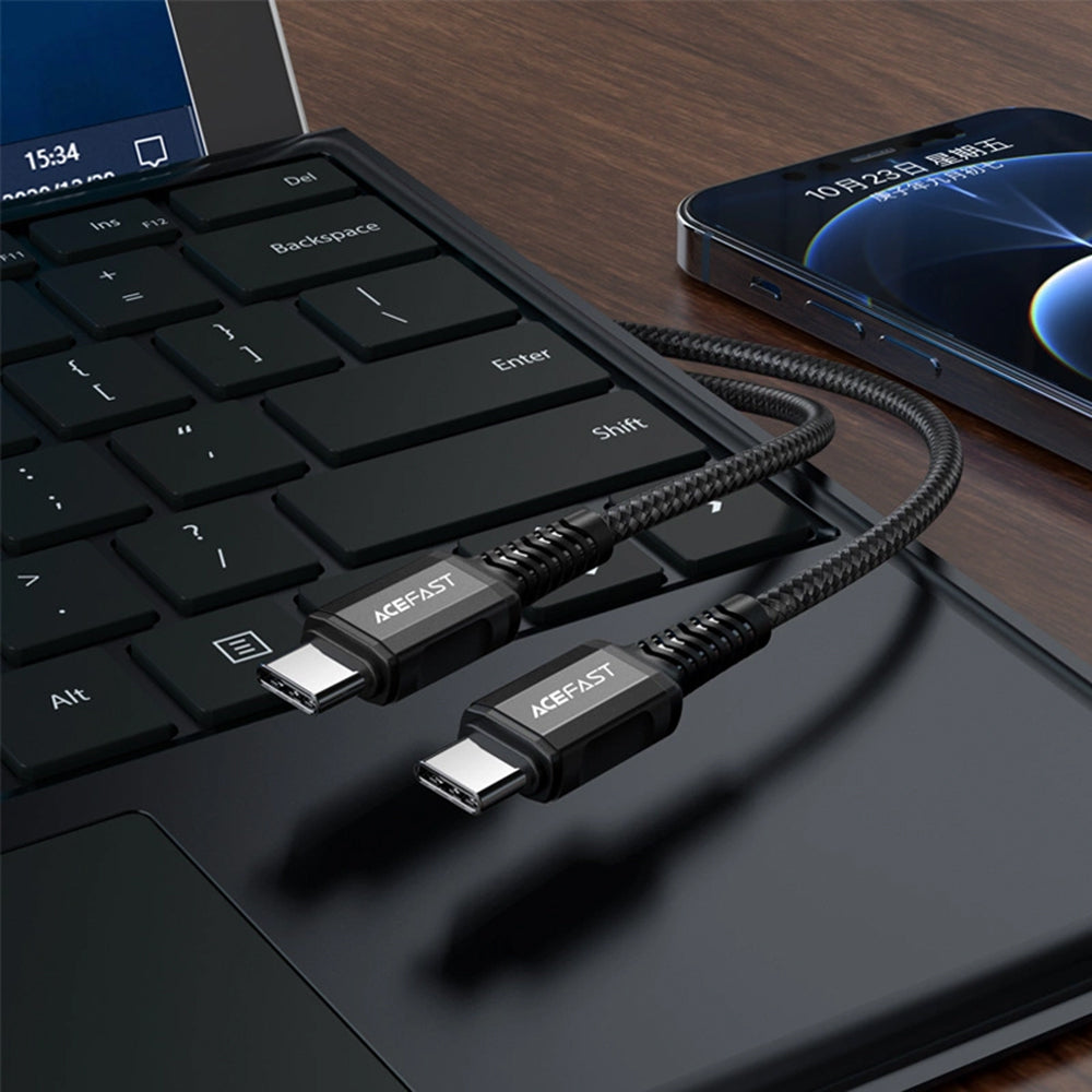 Câble de Données et de Charge USB-C - USB-C Acefast C1-03, 60W, 1.2m, Noir