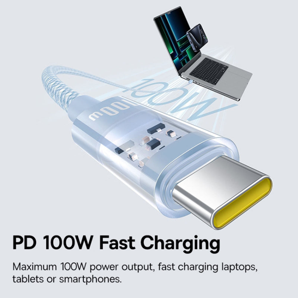 Câble de Données et de Charge USB-C - USB-C Baseus Gem, 100W, 2m, Bleu P10373000311-01
