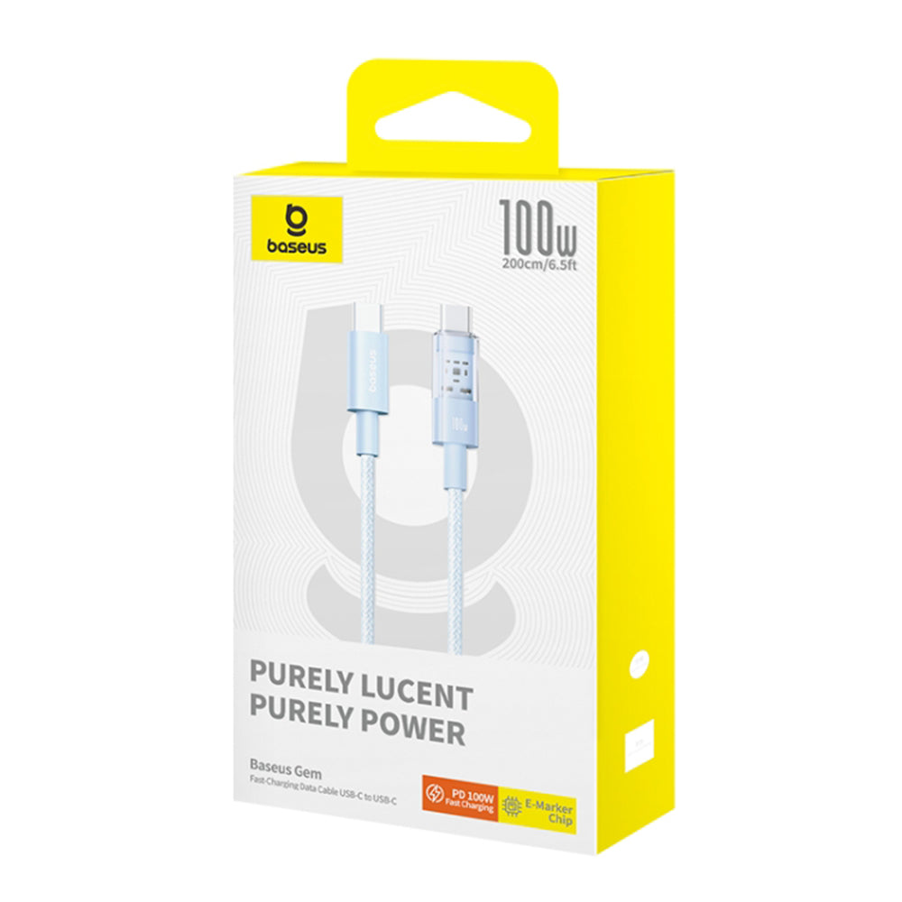 Câble de Données et de Charge USB-C - USB-C Baseus Gem, 100W, 2m, Bleu P10373000311-01