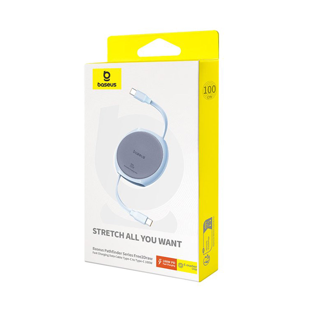 USB-C Daten- und Ladekabel - USB-C Baseus Pathfinder Retractable, 100W, 1m, Blau P10368400311-00