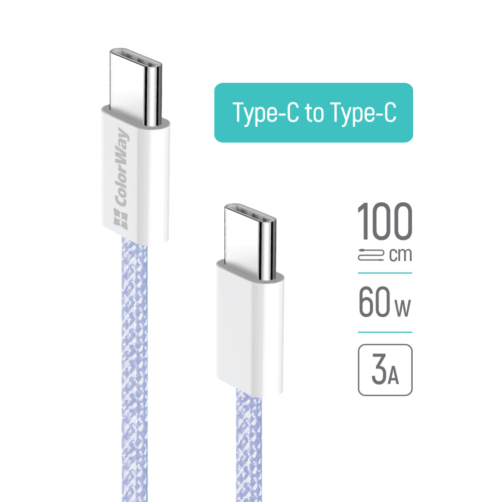 Daten- und Ladekabel USB-C - USB-C ColorWay CW-CBPDCC061, 60W, 1m, Lila