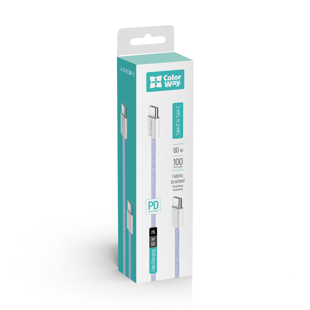 Daten- und Ladekabel USB-C - USB-C ColorWay CW-CBPDCC061, 60W, 1m, Lila