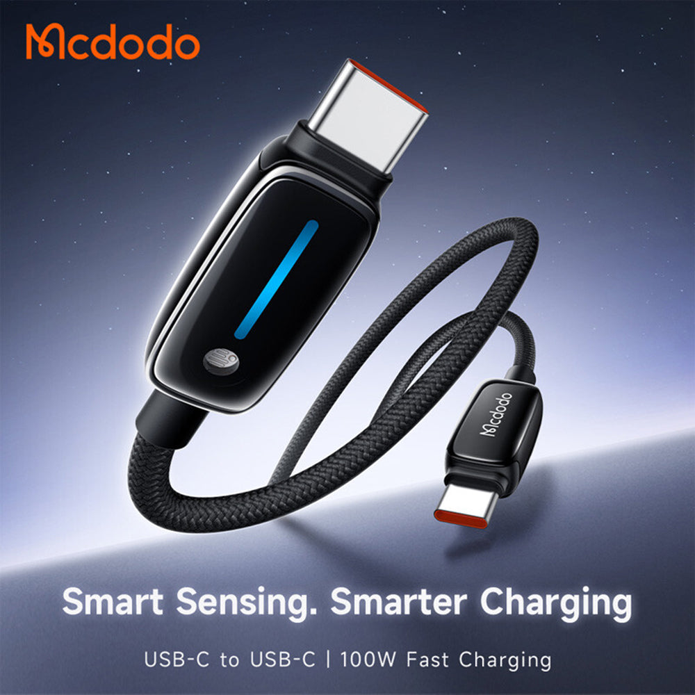 Câble de Données et de Charge USB-C - USB-C McDodo CA-0100, 100W, 1.2m, Noir