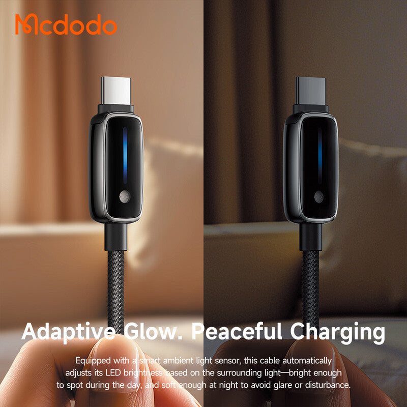 Câble de Données et de Charge USB-C - USB-C McDodo CA-0100, 100W, 1.2m, Noir